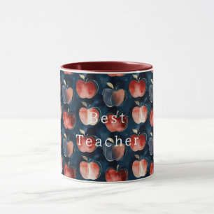 Blaue Rote Äpfel Bester Lehrer oder personalisiere Tasse