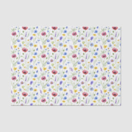 Blaue rote Aquarell-Wildblume Seidenpapier
