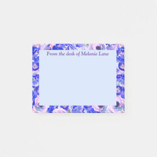 Blaue Röte Blumenwatercolor Personalisiert Post-it Klebezettel