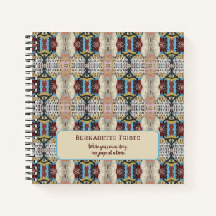 Blaue rote Creme Geometrie Nahtloses Muster Notizbuch