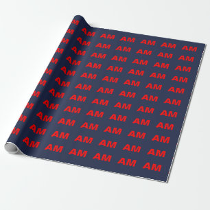 Blaue rote Farben Monogramm Anfangsbuchstaben Geschenkpapier