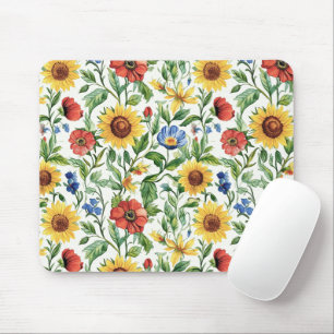 Blaue Rote Gelbe Sonnenblumen Italienisch Floral Mousepad