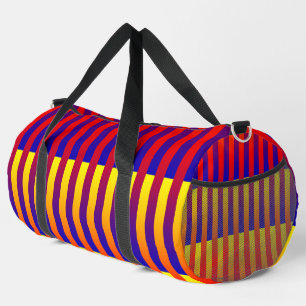 Blaue Rote Gelbe Streifen Groß Duffle Bag