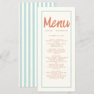 Blaue rote Handschrift Typografie Retro Wedding Me Menükarte