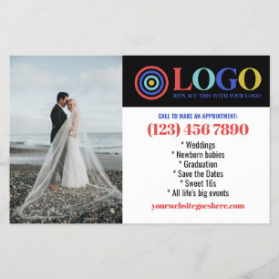 Blaue rote Logo-Fotos-Promo-Kleinunternehmen Flyer