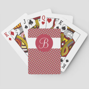 Blaue rote Punkte benutzerdefinierte Monogramm-Spi Spielkarten