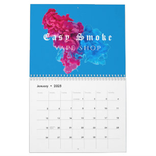 Blaue Rote Rauch Vape Shop Geschäft Kalender