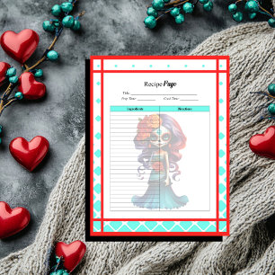 Blaue Rote Rosen Zucker-Schädel Rezepte Notizblock