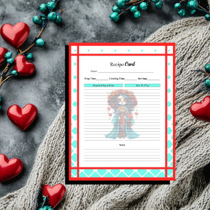 Blaue Rote Rosen Zucker-Schädel Rezeptkarte Notizblock