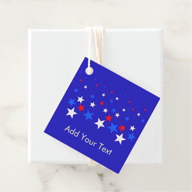 Blaue, rote und weiße Sternmuster Geschenkanhänger (Beispiel)