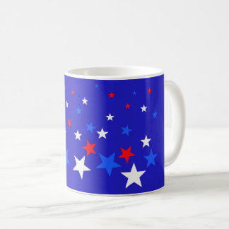 Blaue, rote und weiße Sternmuster Kaffeetasse