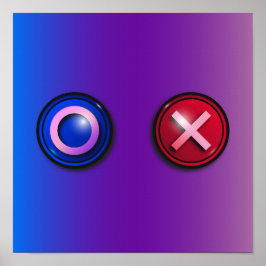Blaue rote Wahlknöpfe Gradient Gaming-Wandkunst Poster
