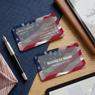 Blaue Rote Weiße Einfache Minimalistische Amerikan Visitenkarte