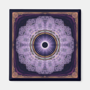 Blaue runde fraktale Mandala Magnet