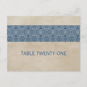 Blaue Rustic Lace Tischnummer Postkarte