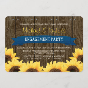 BLAUE RUSTIC SUNFLOWER ENGAGEMENT PARTEI EINLADUNG