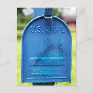 Blaue Rustikale Briefkasten Portrait Postkarte