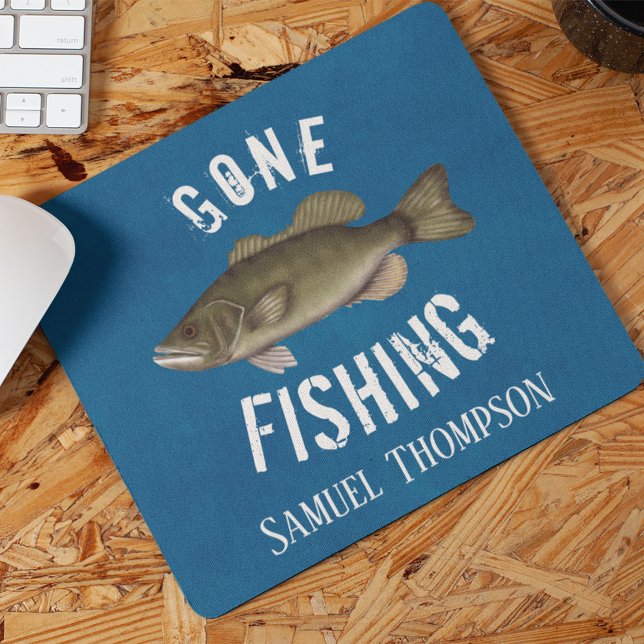 Blaue, rustikale Gone Fishing Custom Mousepad (Gone Fishing Custom Mousepad)