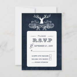 Blaue Rustikale Hochzeit des Hirschwinterwaldes RSVP Karte