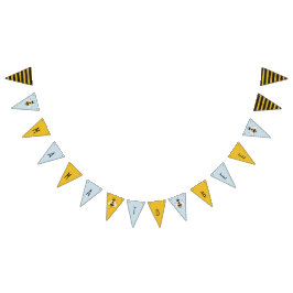 Blaue Rustikale Illustrierte Bienenbannersigne Wimpelkette