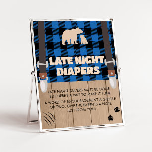 Blaue Rustikale Karierte Lumberjack Späte Nachttau Poster