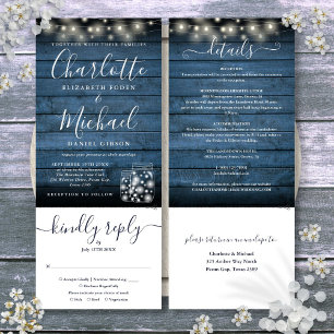 Blaue Rustikale Mason Jars Lichter Hochzeit Alles Einladung