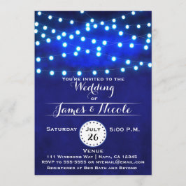 Blaue Rustikale nächtliche Lichter zum Hochzeitsem Einladung