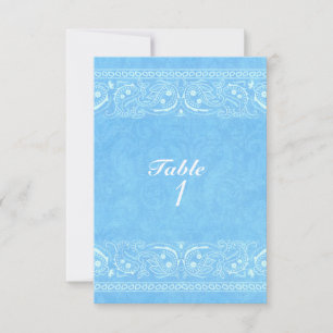 Blaue Rustikale Paisley Country Western-Tischnumme Einladung