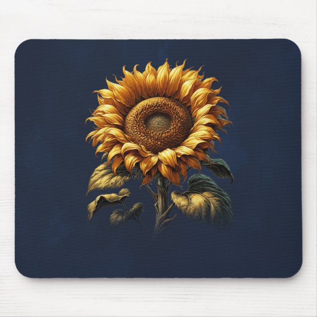 Blaue Rustikale Sonnenblume  Mousepad (Vorne)