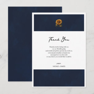 Blaue Rustikale Sonnenblumen Hochzeit Danke schön Einladung