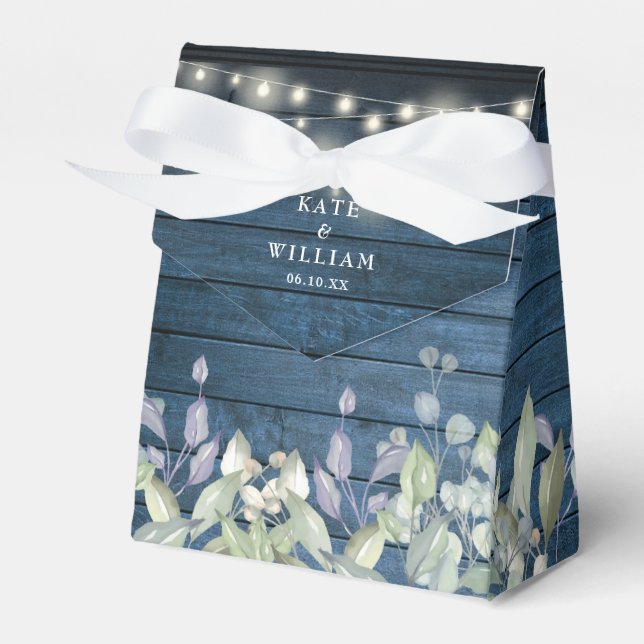 Blaue Rustikale Streichellichtblende in Grünblätte Geschenkschachtel (Vorderseite)