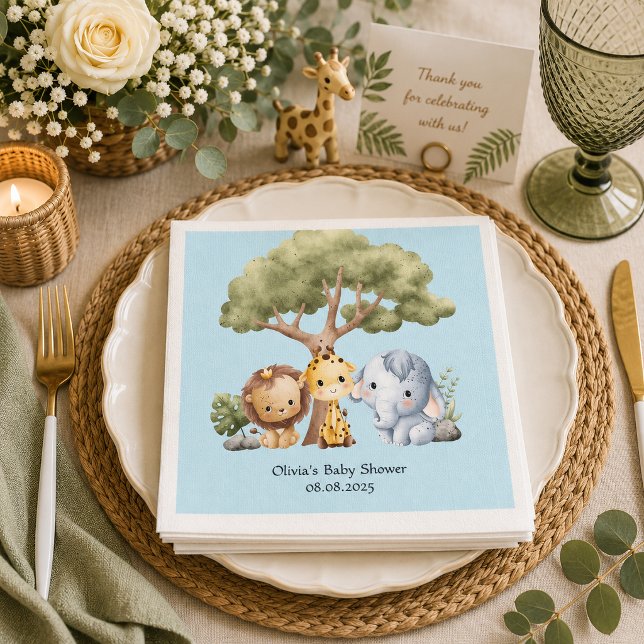 Blaue Safari-Baby-Party  Serviette (Von Creator hochgeladen)