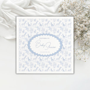 Blaue Safari-Vintage-Babyparty Serviette