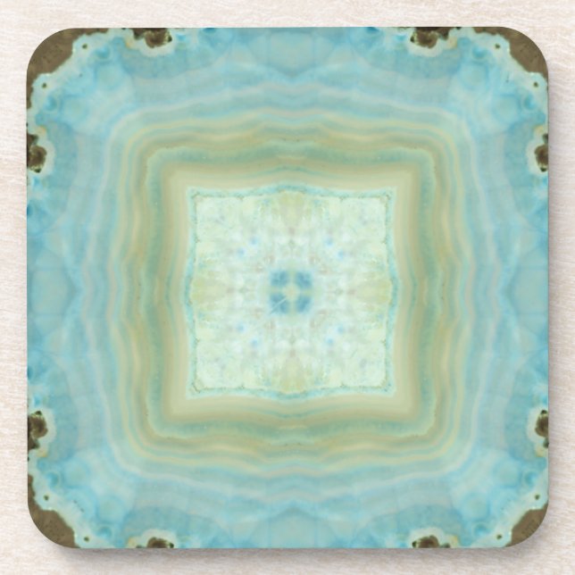 Blaue Sahneachat Geode Edelstein-Kristall-Muster Getränkeuntersetzer (Vorderseite)
