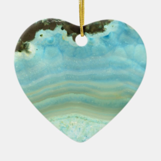 Blaue Sahneachat Geode Edelstein-Kristall-Muster Keramik Ornament (Vorne)