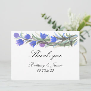 Blaue Salbei grüne Wildblumen Hochzeit Dankeskarte