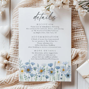 Blaue Salbei-Wildblumen-Hochzeitsdetails Begleitkarte