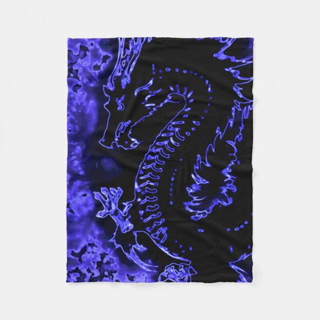 Blaue Samurai-Geist-Drache-Decke Fleecedecke (Vorderseite)