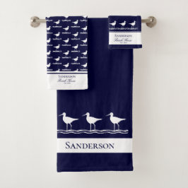 Blaue Sandpiper aus Strandhaus Badhandtuch Set