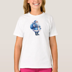 Blaue Santa-Claus-Illustration Aquarell T-Shirt