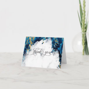 Blaue Saphir-Aquarell-Geode BarefootBride™ Dankeskarte