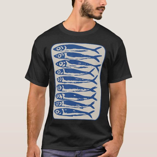 Blaue Sardinen T-Shirt (Vorderseite)