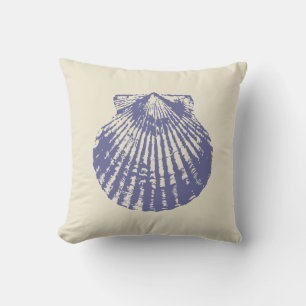 Blaue Scallop-Muschel Kissen