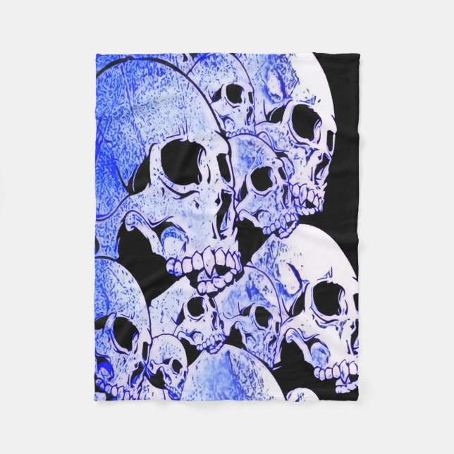 Blaue Schädel-Fleece-Decke Fleecedecke (Vorderseite)