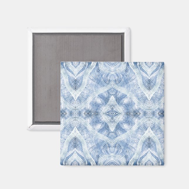 Blaue Schatten-Abstrakte Aquarell-Kunst Magnet (Vorderseite/Rückseite)