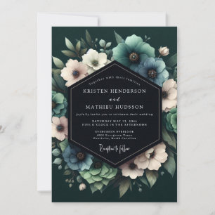 Blaue Schatten-Anemonen-Hochzeit Einladung