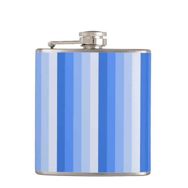 Blaue Schattenstreifen Flachmann (Vorderseite)