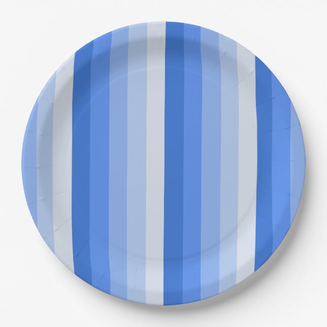 Blaue Schattenstreifen Pappteller (Vorderseite)