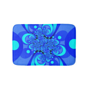 Blaue Schattierungen Moderne Abstrakte Fractal-Kun Badematte