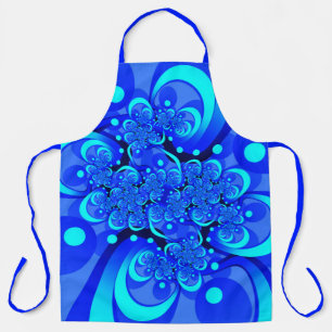 Blaue Schattierungen Moderne Abstrakte Fractal-Kun Schürze